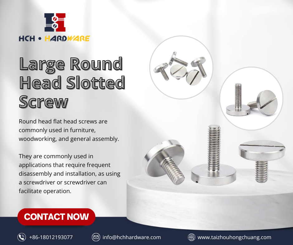 Large round head slotted screw