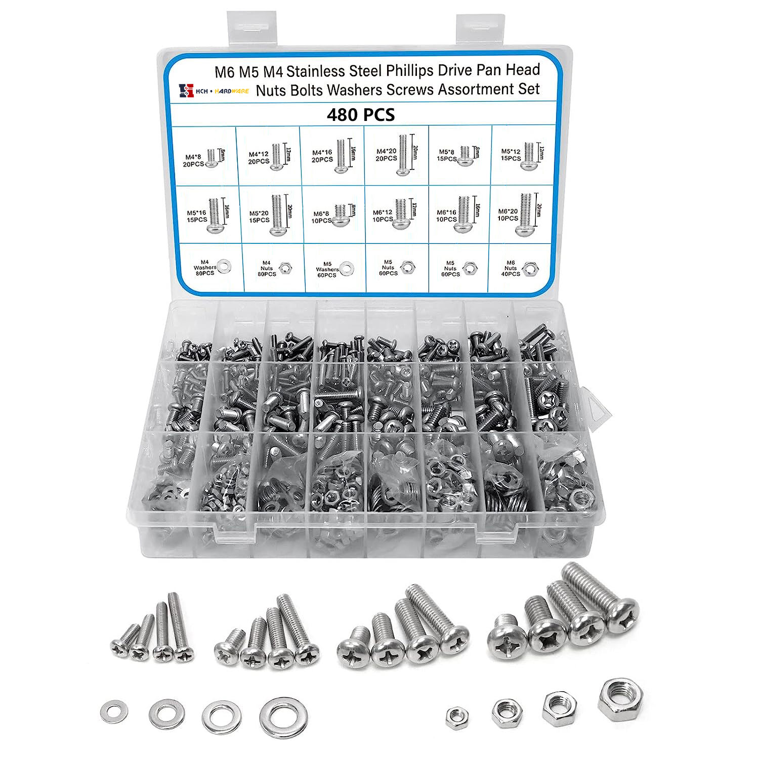 Stainless Steel Set Assorted Nuts Bolts and Flat Washers Kit factory