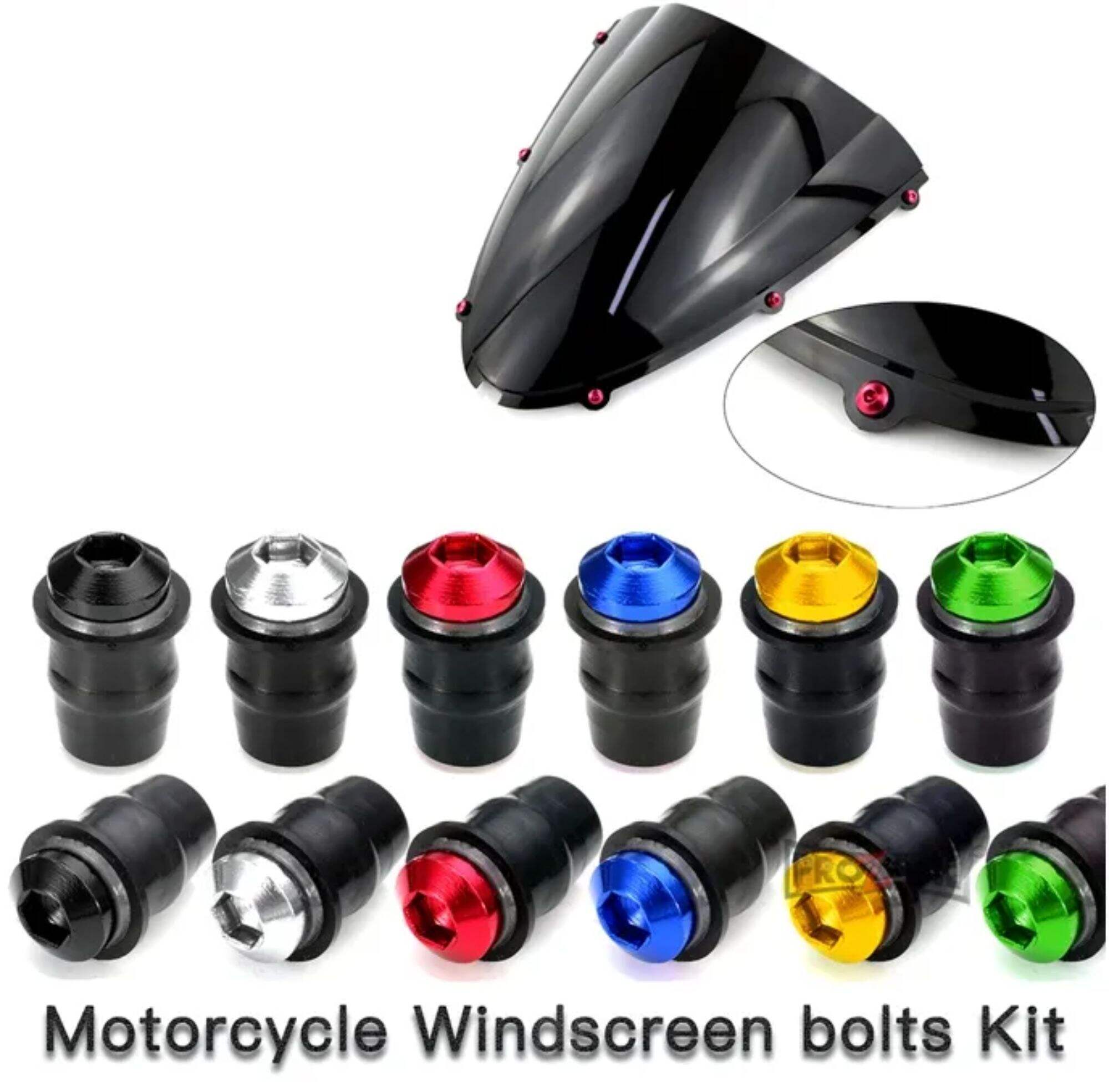Motorcycle Rubber Well Nuts Windscreen Fairing Cowl Anodized Aluminum Motor Screws Bolts