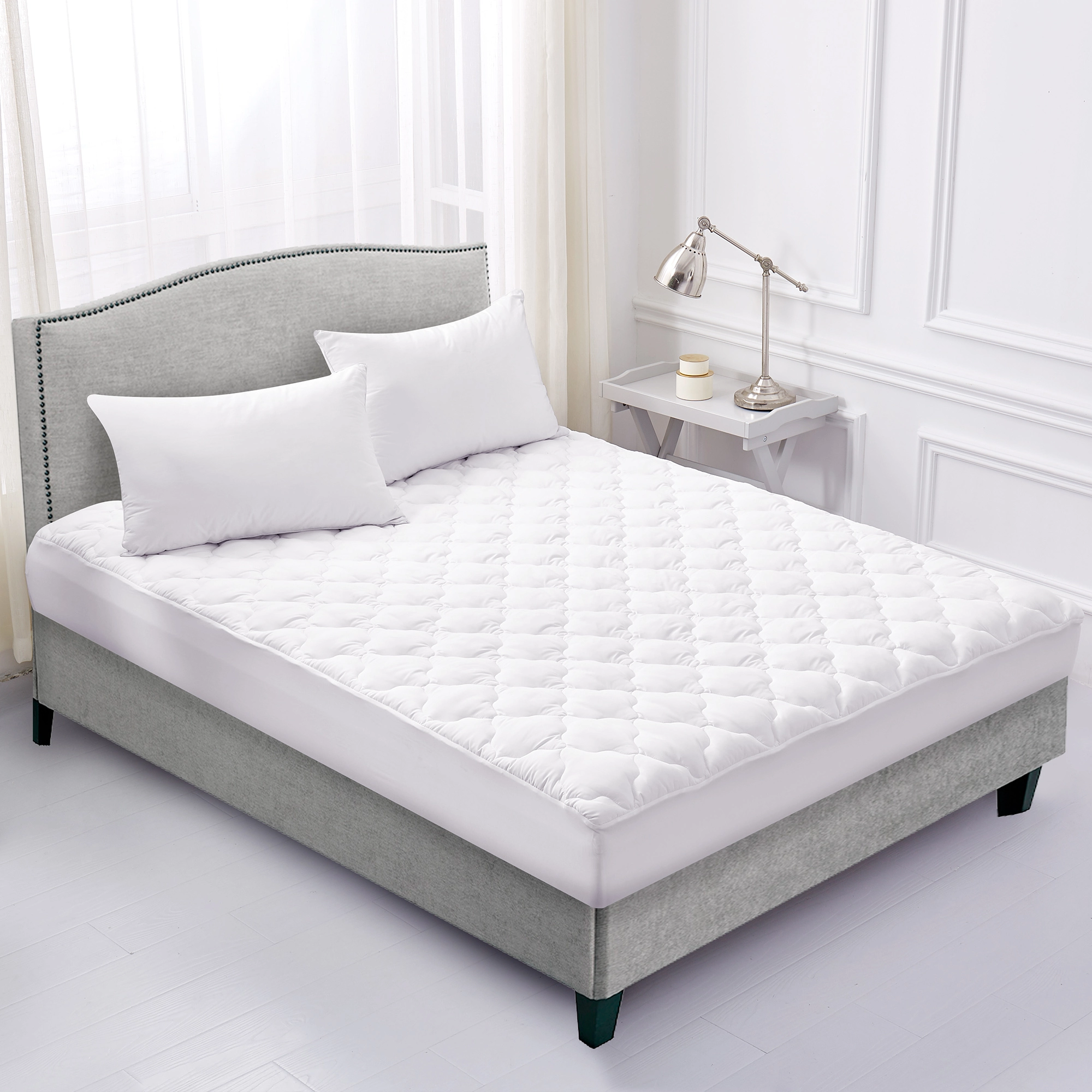 Plain Peach Skin Quilted Mattress Pad manufacture