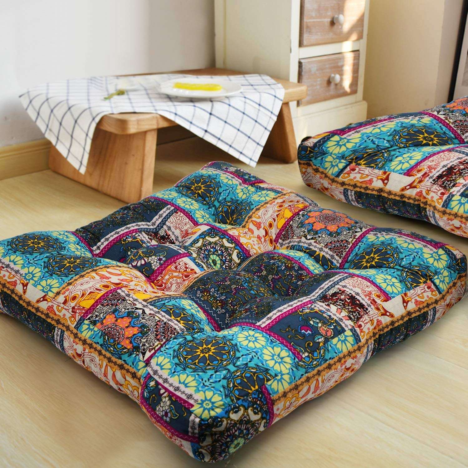 Bohemian cotton linen cushion square meditation cushion pillow for floor factory