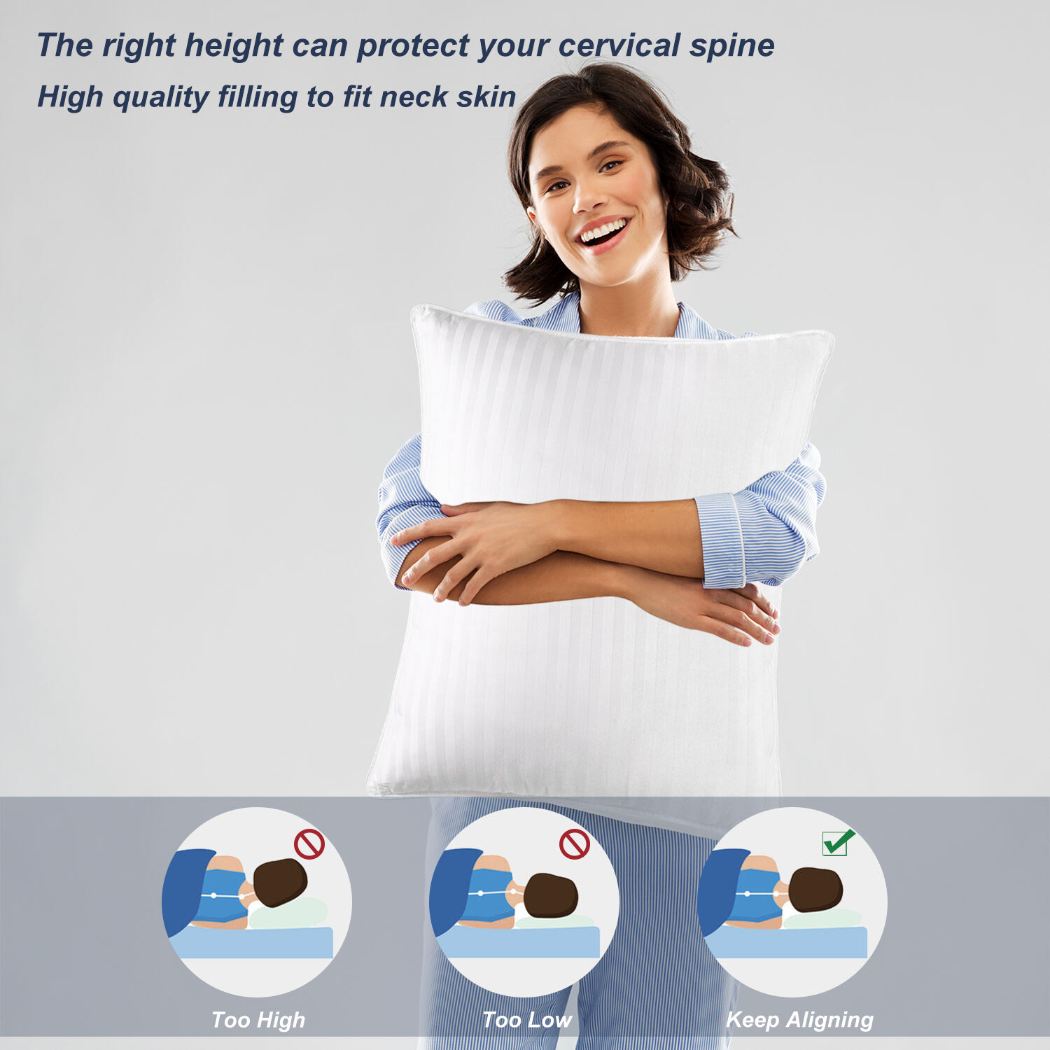 Super Soft Down Alternative Microfiber Filled Hotel Collection bed pillows for sleeping - queen size set of 2 supplier