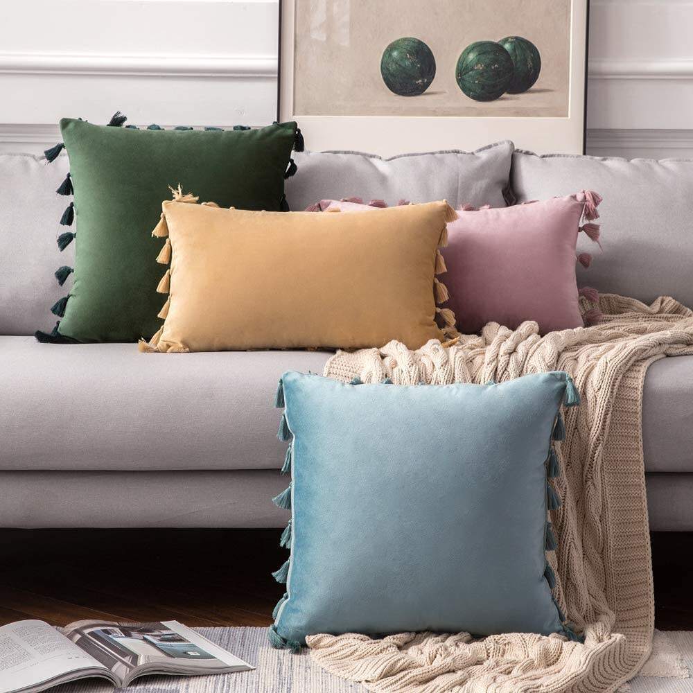 Custom Throw Pillow Cover Home Decoration Pom Pom Cushion Cover velvet pillowcase supplier