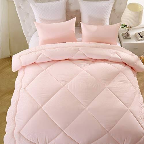 Luxury home collection fiberfill box stitched pink comforter duvet insert details