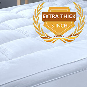 100% Cotton Cover 3-Inch Extra Thick Mattress Topper New & Improved Down Alternative Waterproof Mattress Protector details