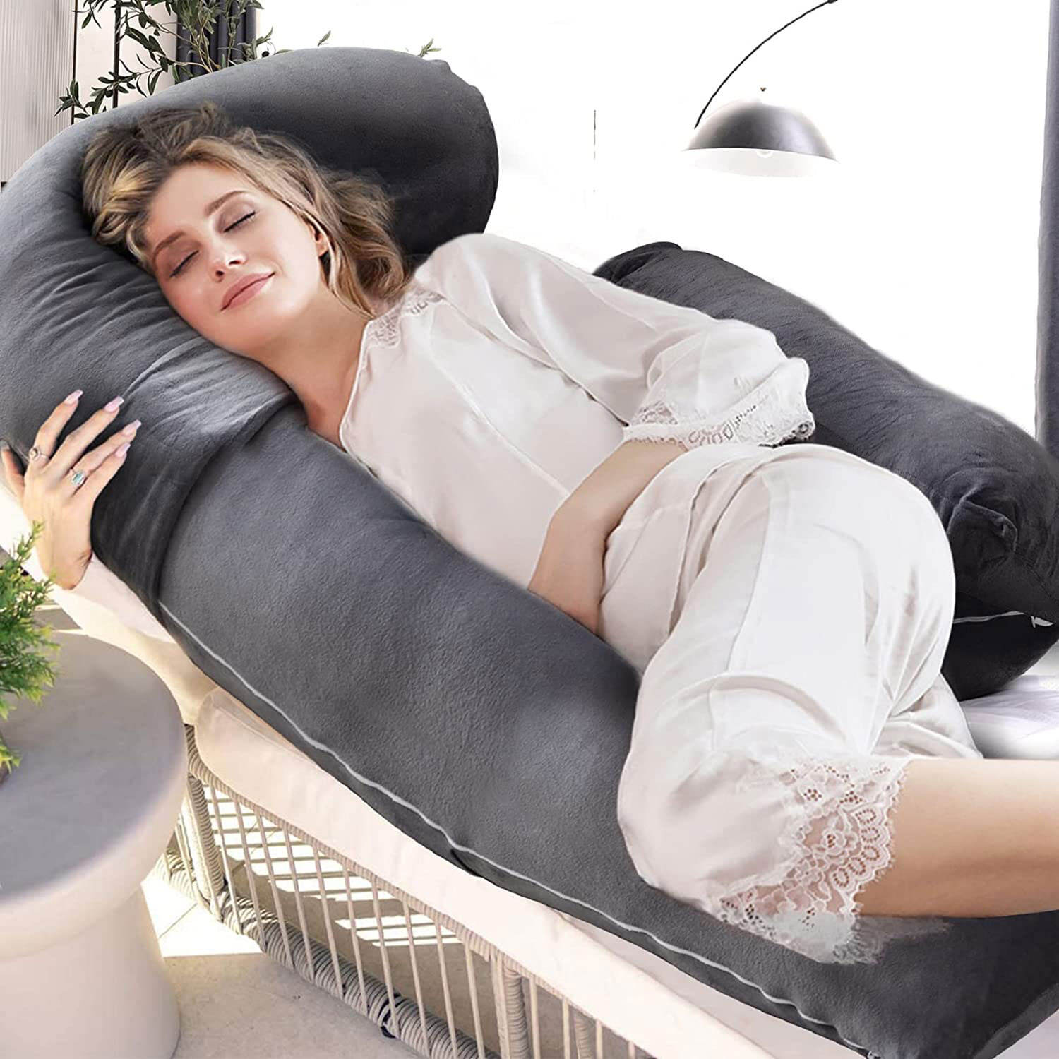 Wholesale Velvet Sleeping Support H-Shaped Women full body pregnancy pillow for mom hugging pillow manufacture