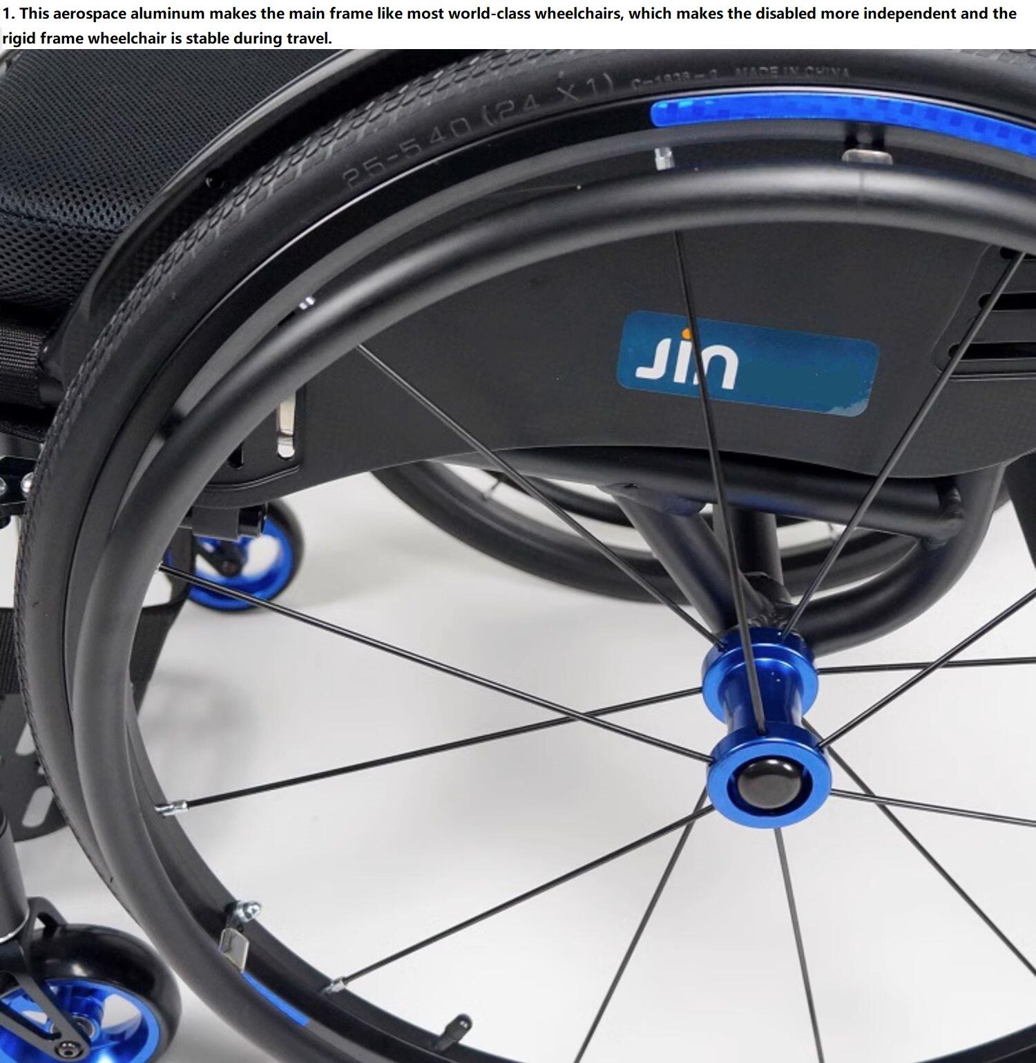 19.6kg aluminium alloy wheelchair Sport wheelchair backrest  push handle foldable big wheels and side guard detachable-BZ-ZJ01 supplier