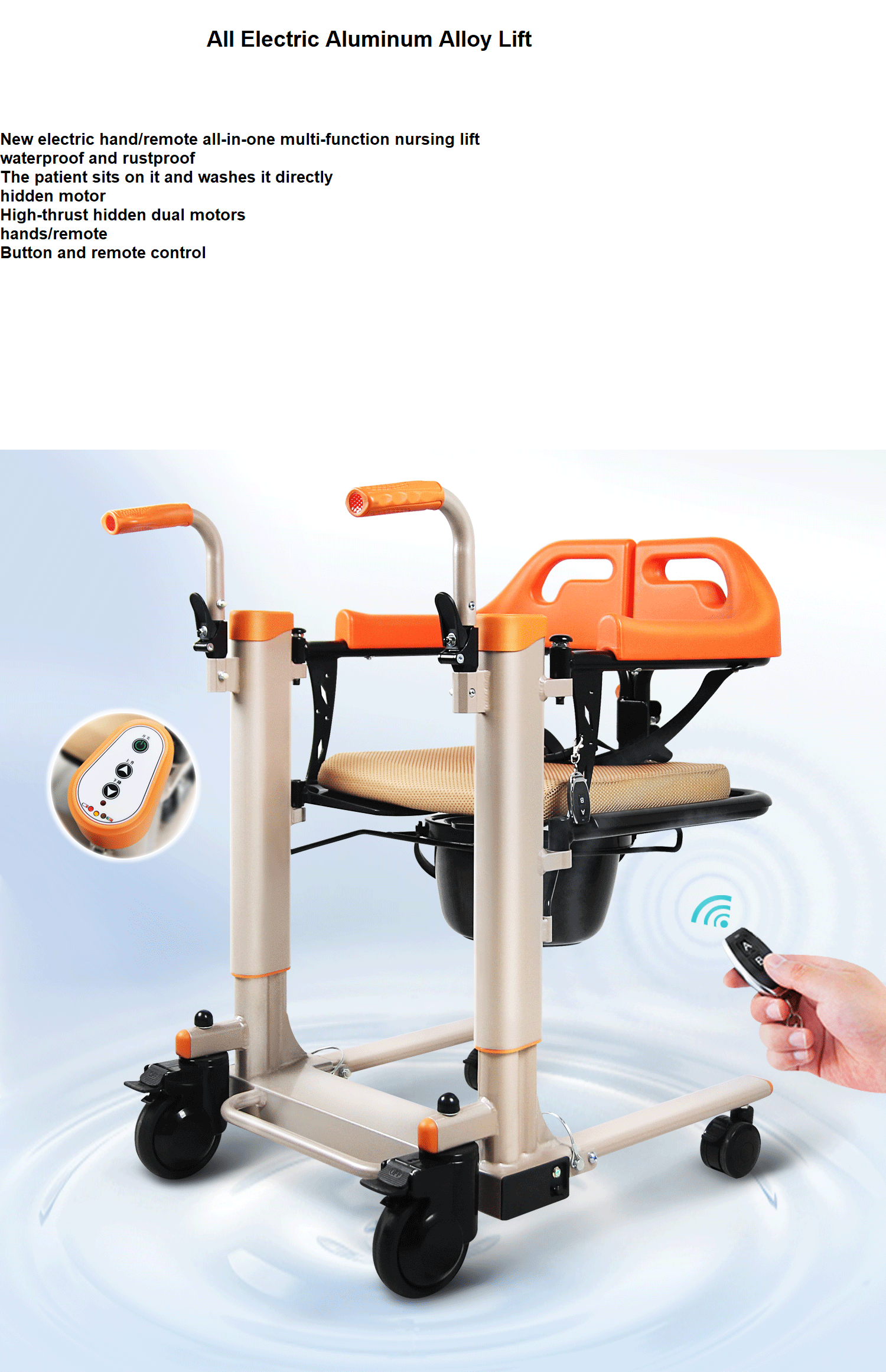 Lift electric lift Patient Transfer Chair with Commode for Disabled waterproof design lightweight aluminum electric lift- BZ-L11 details