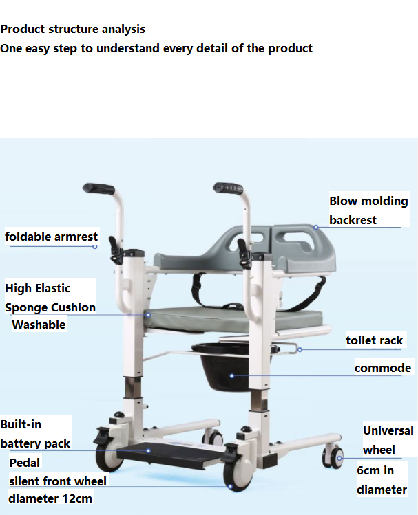 steel lift chair disabled people power lift Patient Transfer Chair Electric control lift saving manpower for nursing-BZ-L12 supplier