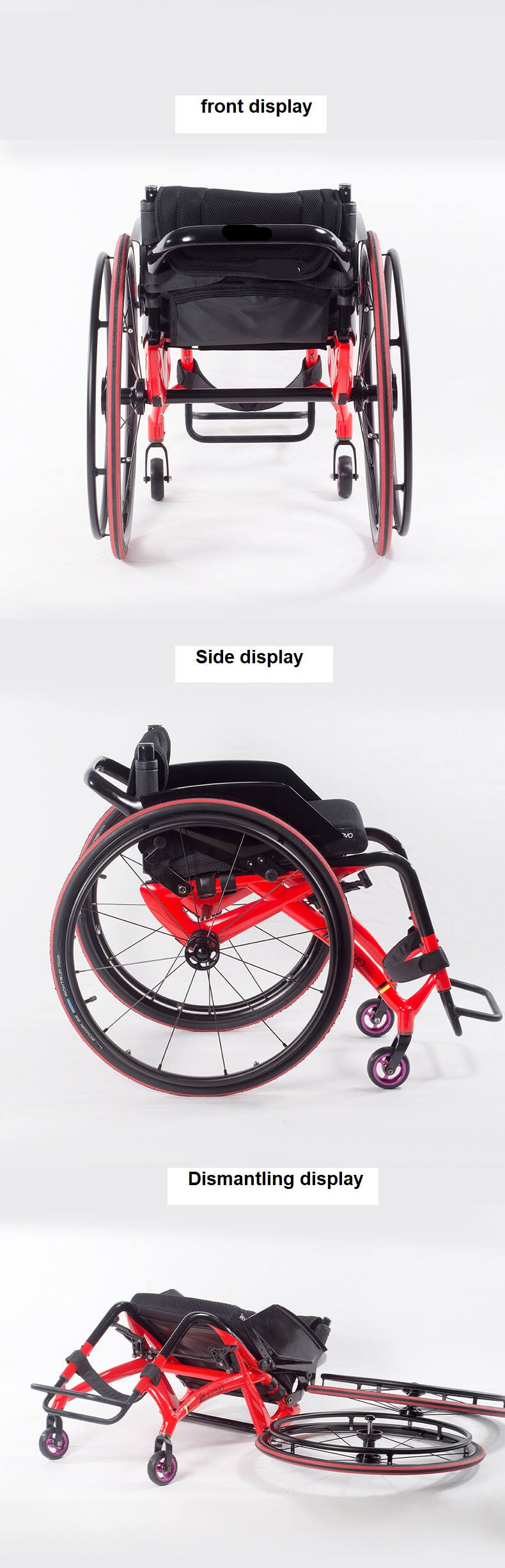 8kg carbon fiber sports wheelchair portable wheelchair for disabled front 9cm universal wheel rear 60cm pneumatic wheel-BZ-5903 supplier