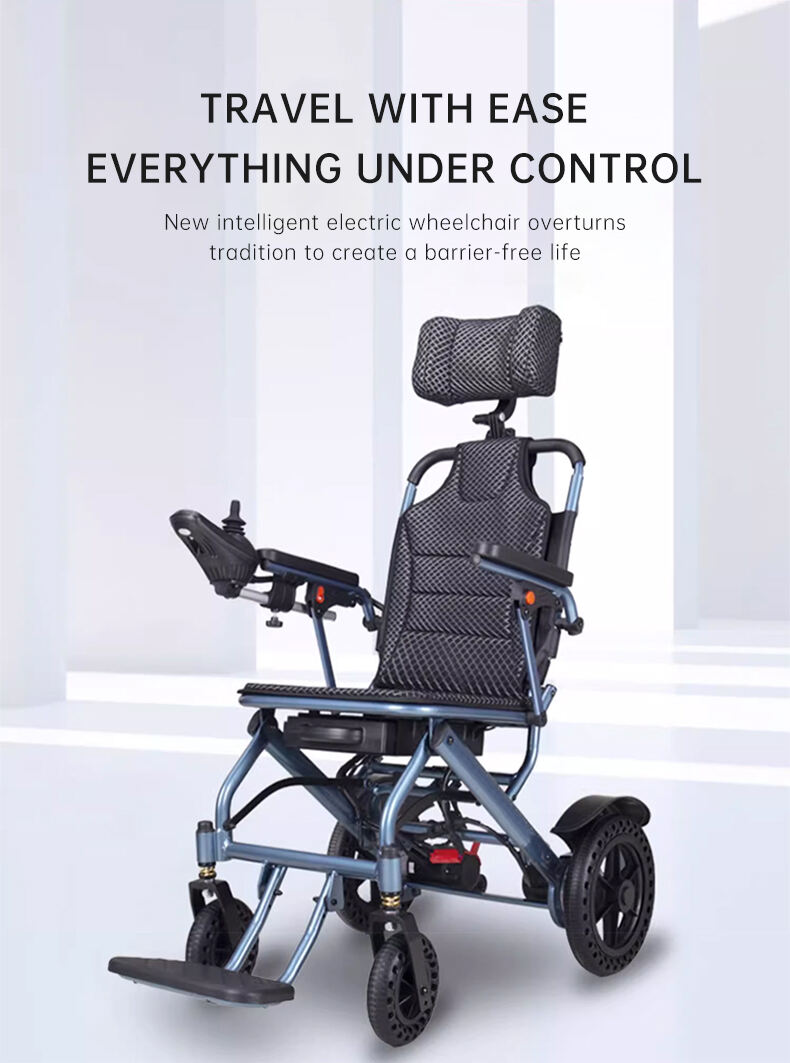 19.5 kg feather lightweight electric wheelchair for the elderly disabled convenient to travel aluminium frame -BZ-XWEA03D12 manufacture