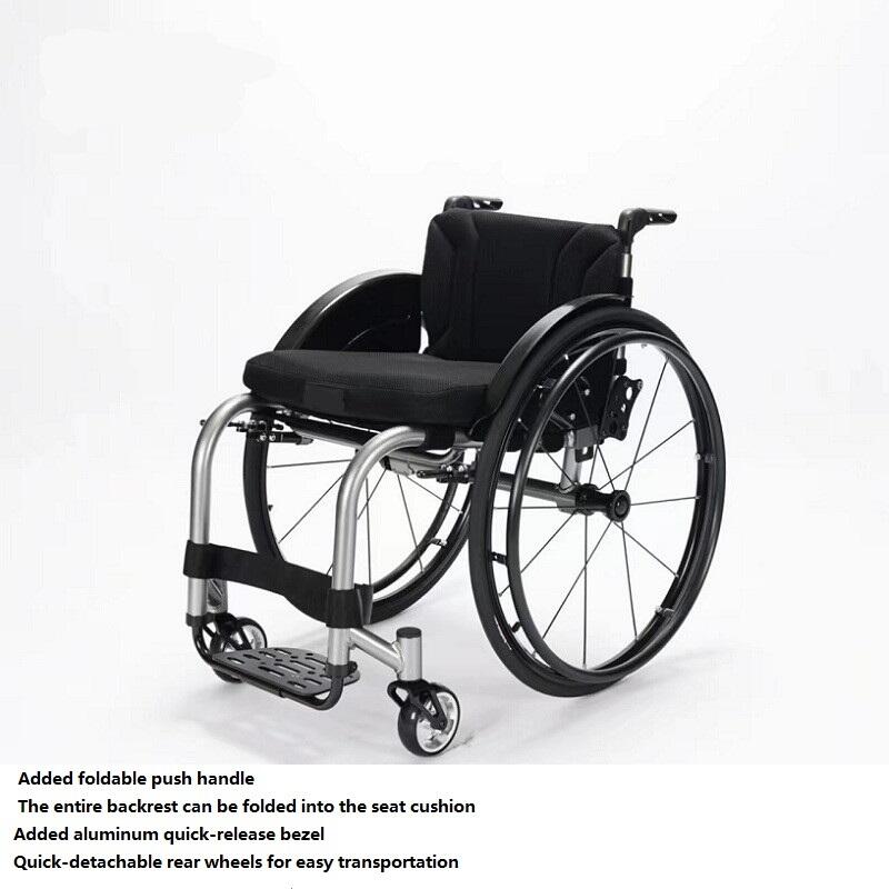 19.6kg aluminium alloy wheelchair Sport wheelchair backrest  push handle foldable big wheels and side guard detachable-BZ-ZJ01 manufacture