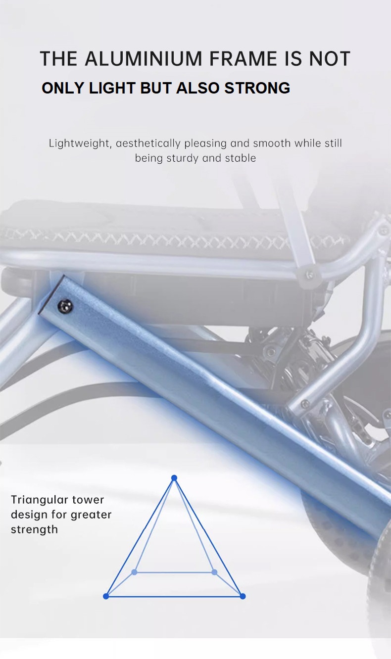 19.5 kg feather lightweight electric wheelchair for the elderly disabled convenient to travel aluminium frame -BZ-XWEA03D12 manufacture