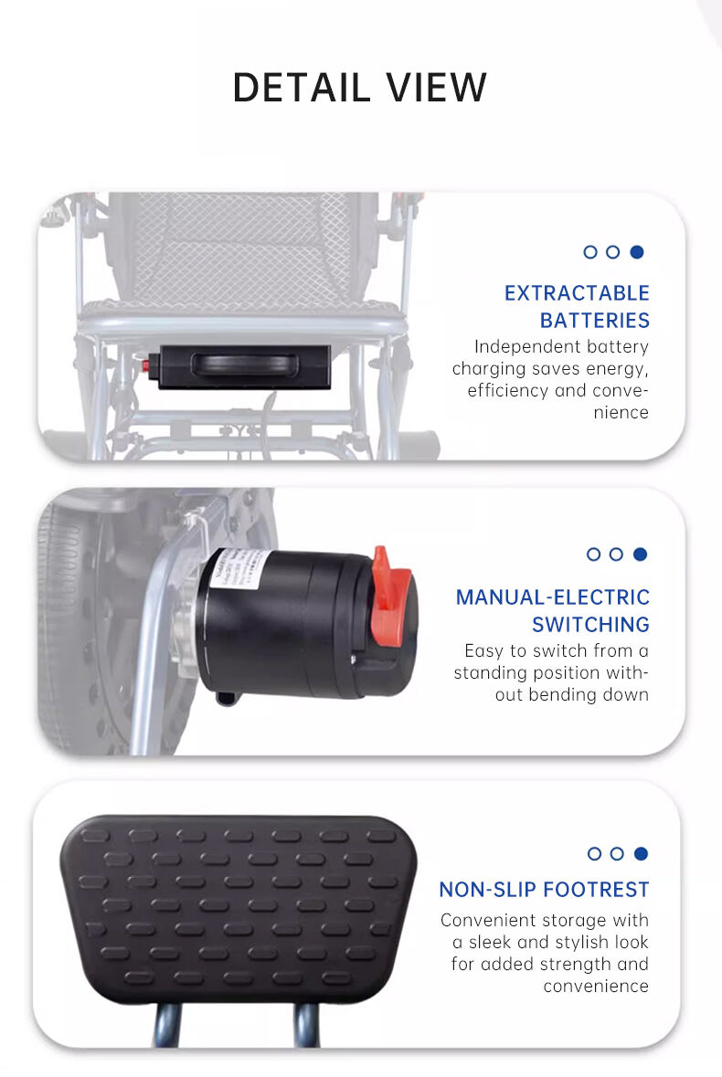 19.5 kg feather lightweight electric wheelchair for the elderly disabled convenient to travel aluminium frame -BZ-XWEA03D12 details