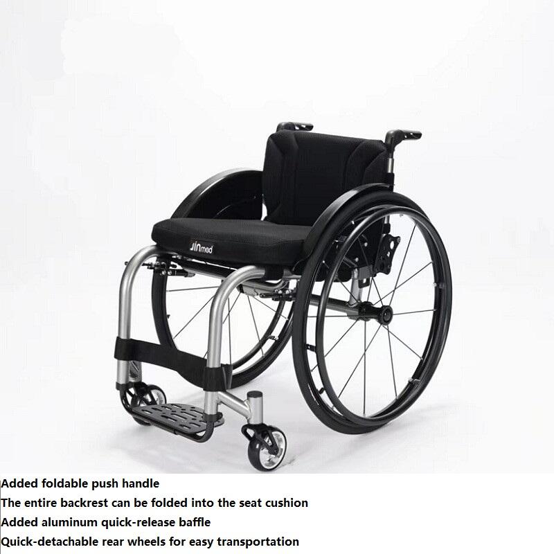 19.6kg aluminium alloy wheelchair Sport wheelchair backrest  push handle foldable big wheels and side guard detachable-BZ-ZJ01 supplier