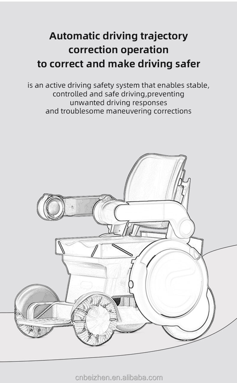 Electronic wheelchair large capacity lithium battery long driving range 10AH-70AH straight handrail smart wheelchair -BZ-IF details