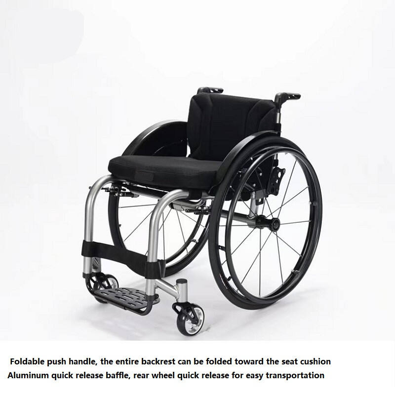 19.6kg aluminium alloy wheelchair Sport wheelchair backrest  push handle foldable big wheels and side guard detachable-BZ-ZJ01 supplier