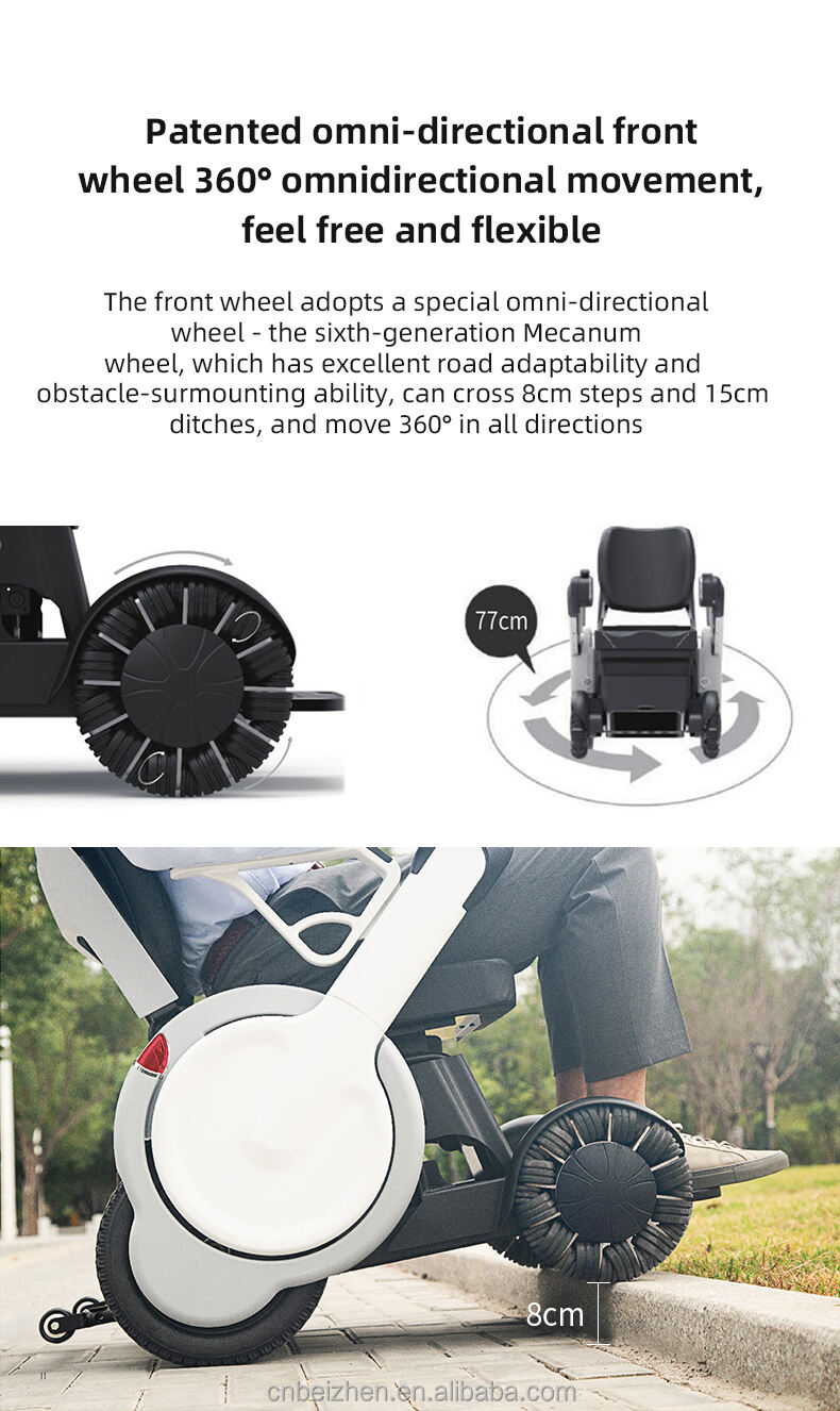 Electronic wheelchair large capacity lithium battery long driving range 10AH-70AH straight handrail smart wheelchair -BZ-IF factory