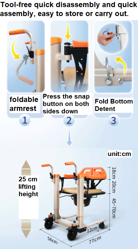 Lift electric lift Patient Transfer Chair with Commode for Disabled waterproof design lightweight aluminum electric lift- BZ-L11 factory