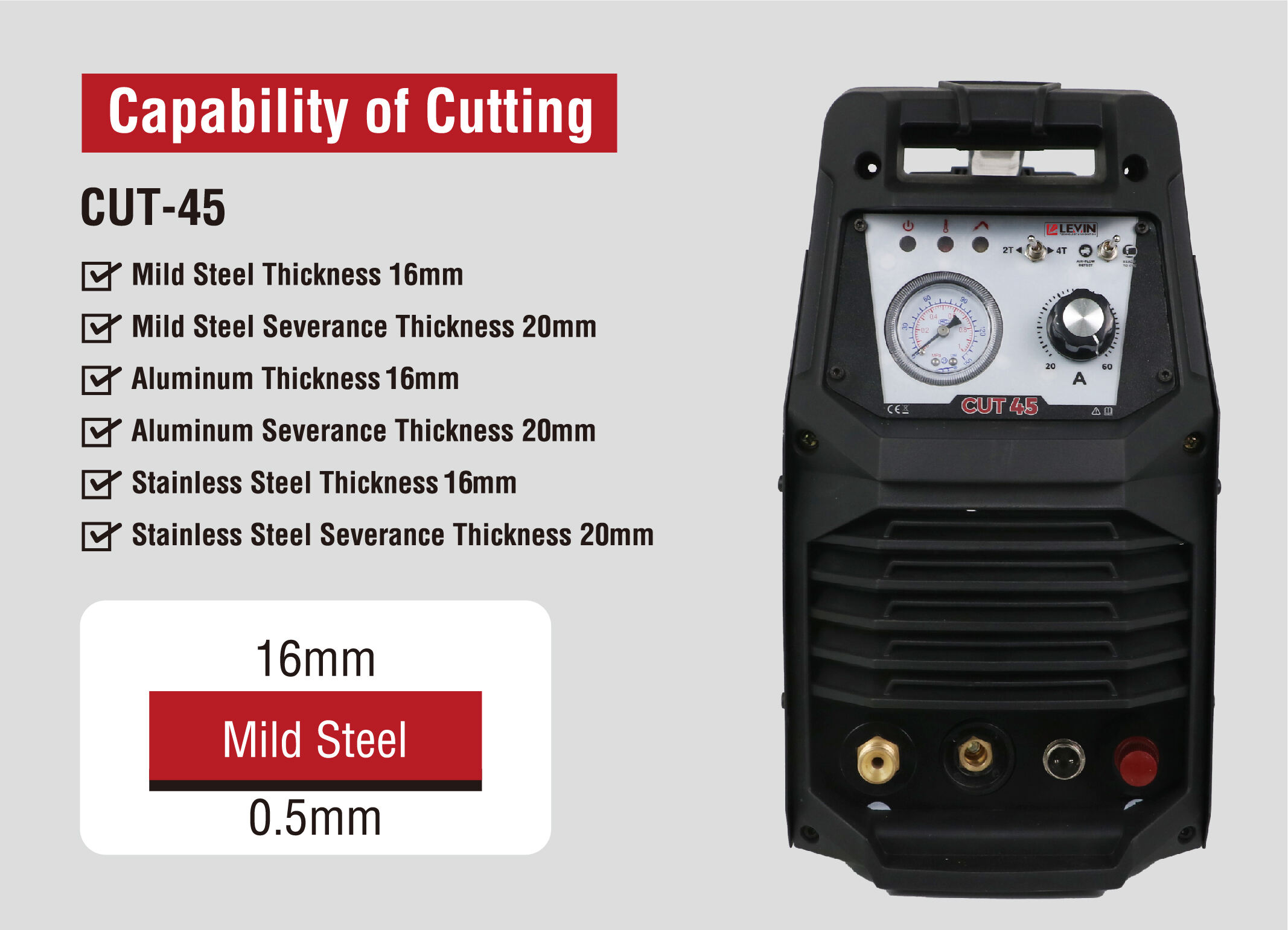 PILOT CUT 45 PLASMA CUTTING MACHINE details