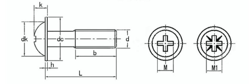 Iron Black Cross round Head with Cushion Screw Disk Product Type Bolts with Bushing Bolt & Bolt details