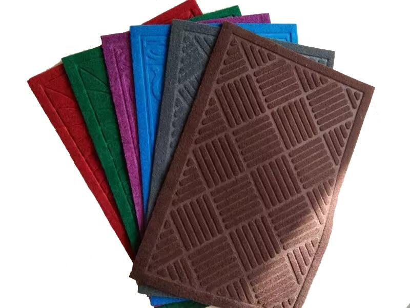 PVC Backing Non Slip Foot Mat Velour Embossed Floor Door Mat supplier