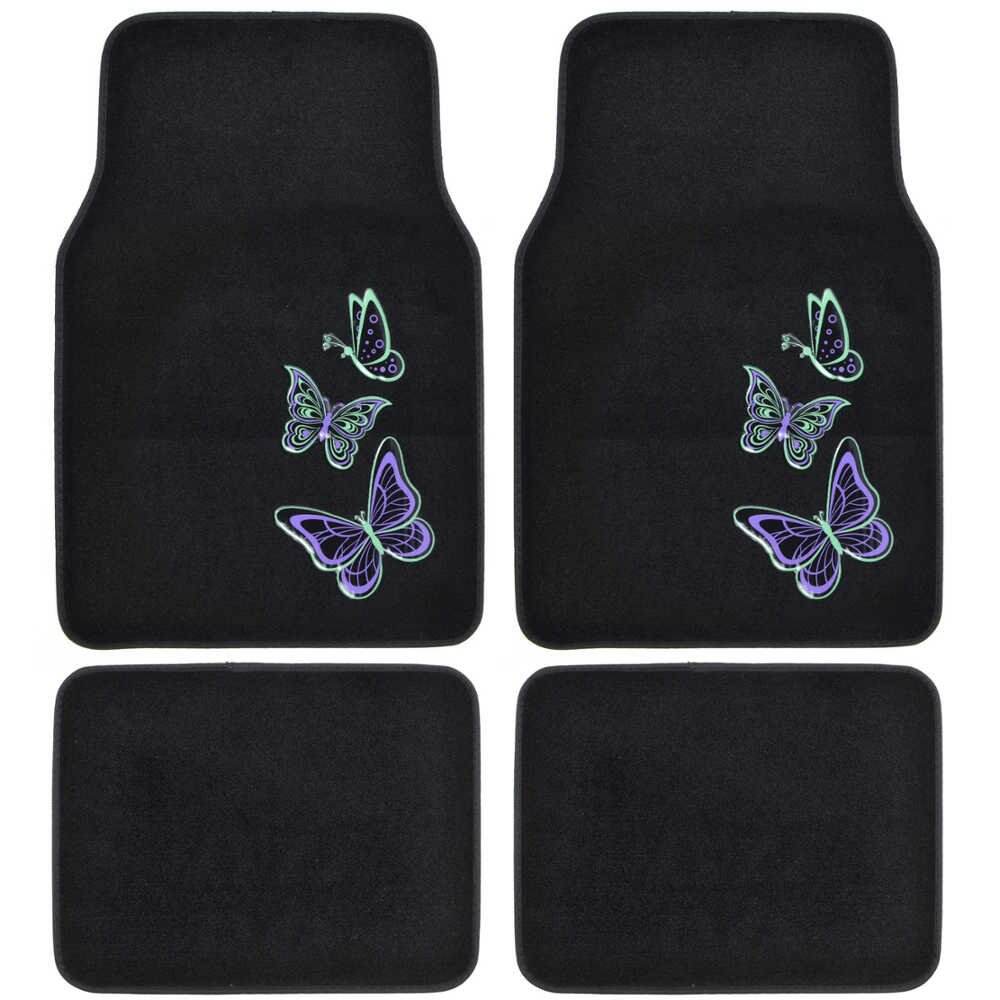 Factory Supply Butterfly Design Rubber Backing Car Mats All Weather Waterproof Car Mats details