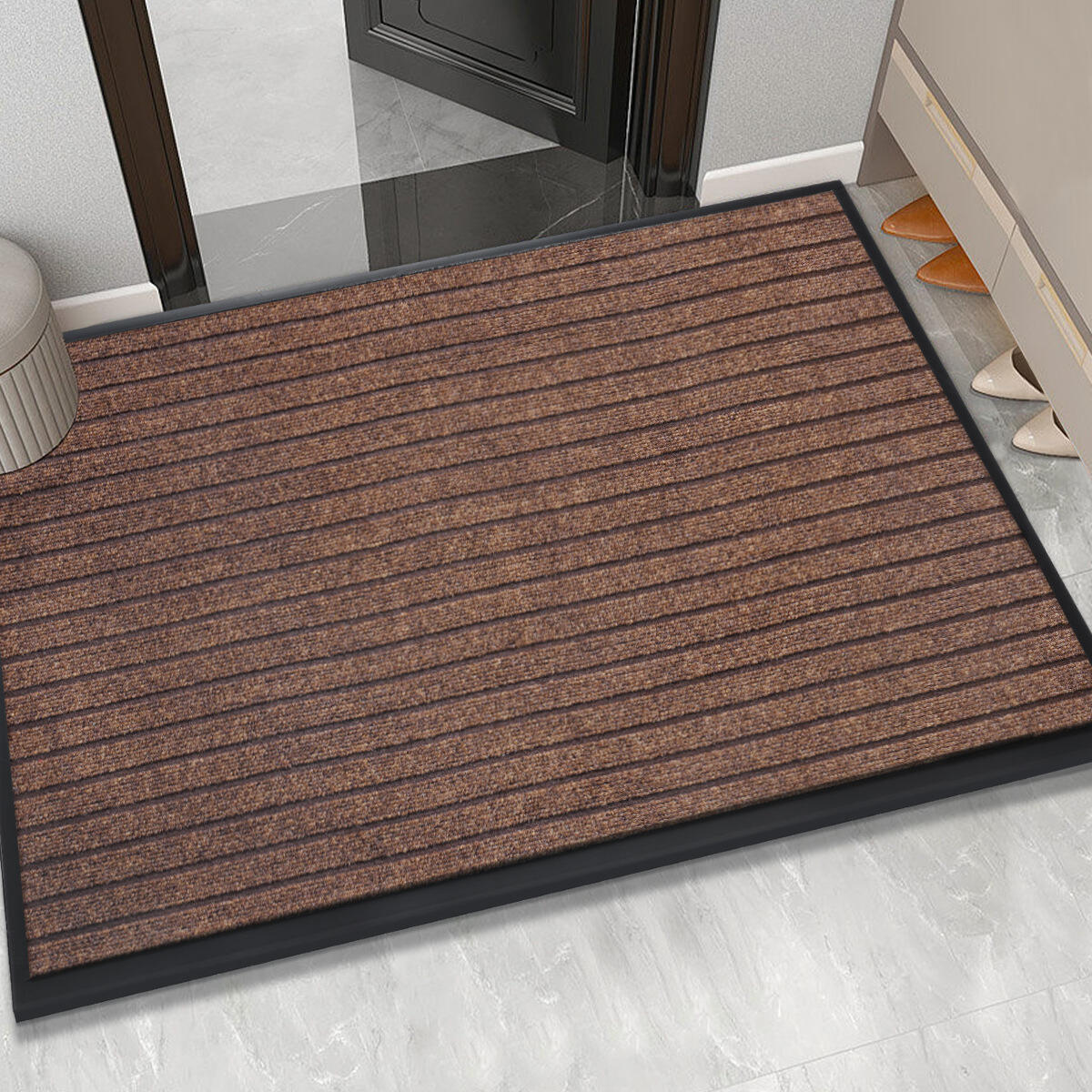 Seven Striped Door Mats Entrance Outdoor Pvc Carpet Non Slip Dust Clean Polyester Door Mat manufacture