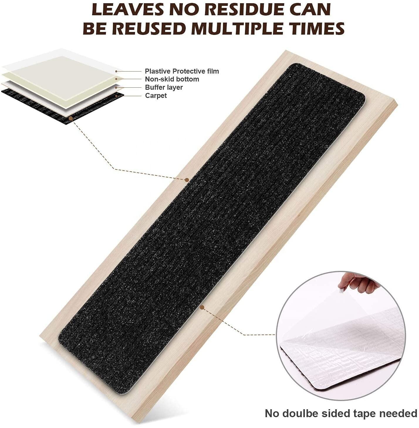 Anti Slip Self Adhesive Stair Mat PVC Backing Soundproof Step Treads Mats details