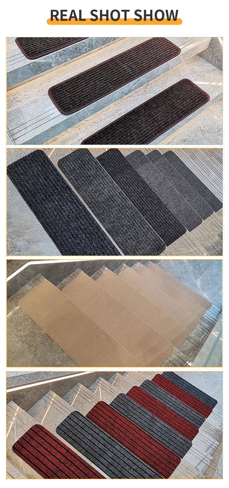 Best Quality Polyester Material Self Adhesive Backing Material Stair Mat For Floor details