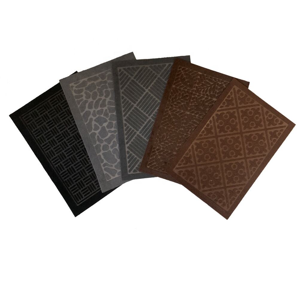 PVC Backing Non Slip Foot Mat Velour Embossed Floor Door Mat supplier