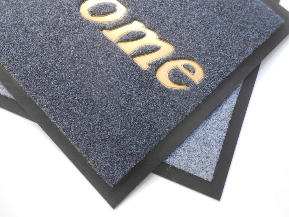 Factory supply non slip embossed velour floor mat indoor outdoor polyester dust removal door mat supplier