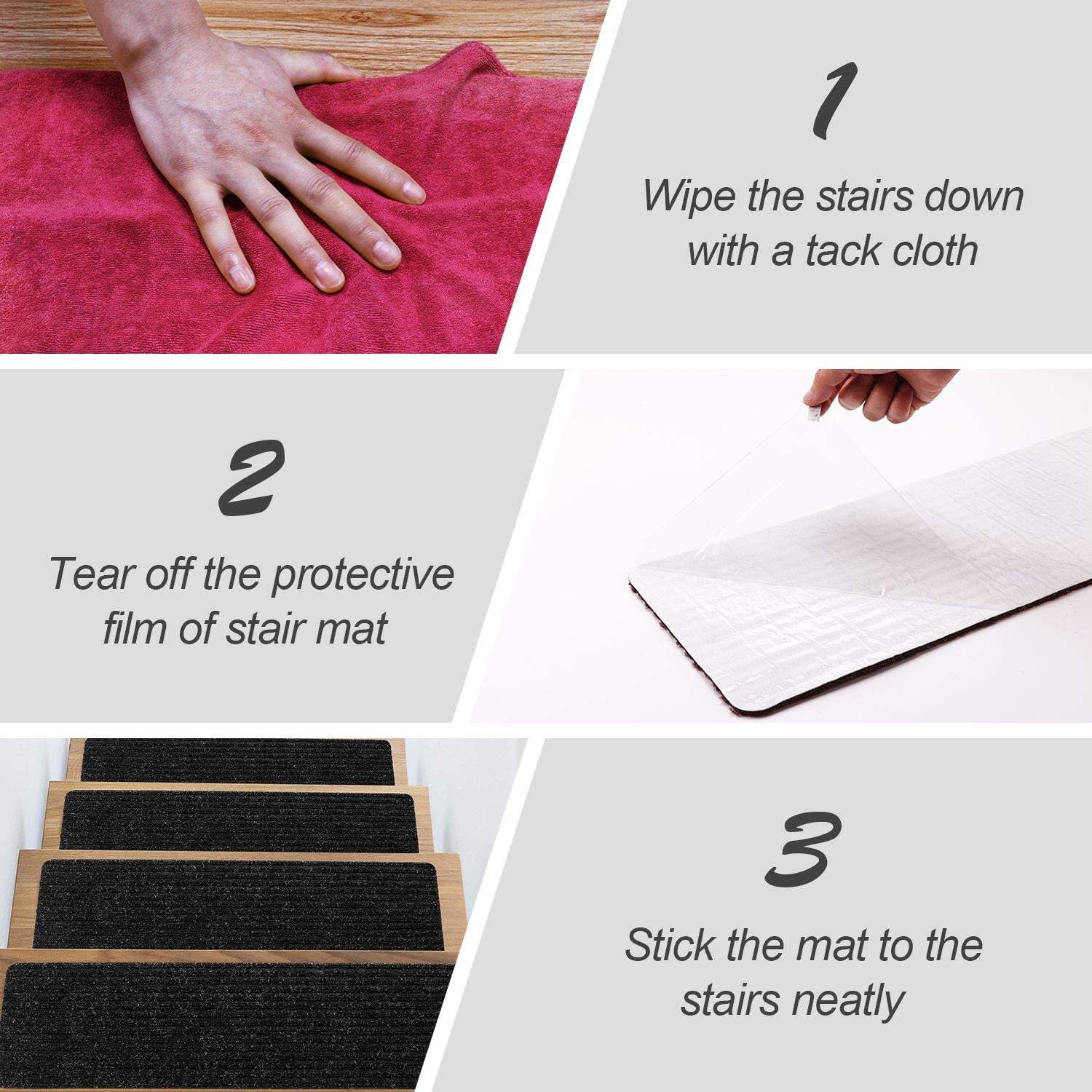 Best Quality Polyester Material Self Adhesive Backing Material Stair Mat For Floor supplier