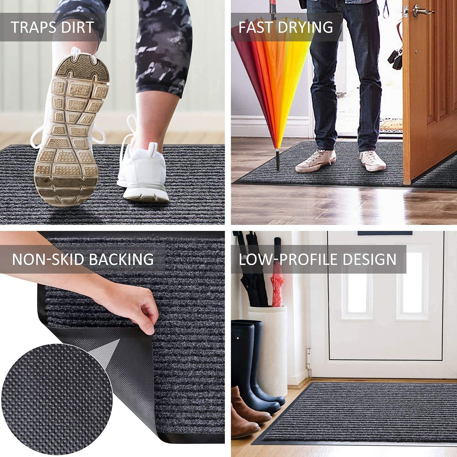 Hot Sale Anti-slip Durable PVC Door Mat, Double Striped Entrance Door Mat factory