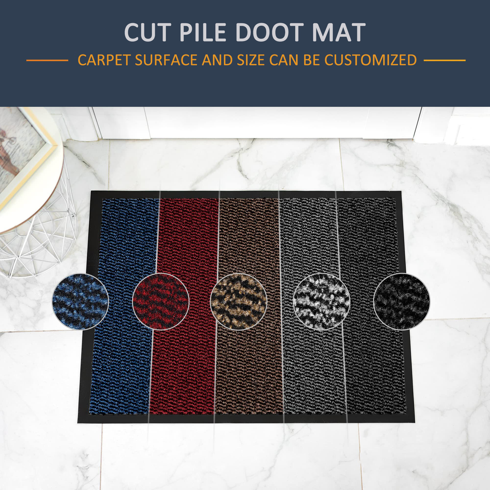 Dust Control Polypropylene Surface Cut Pile Door Mat With Pvc Backing manufacture