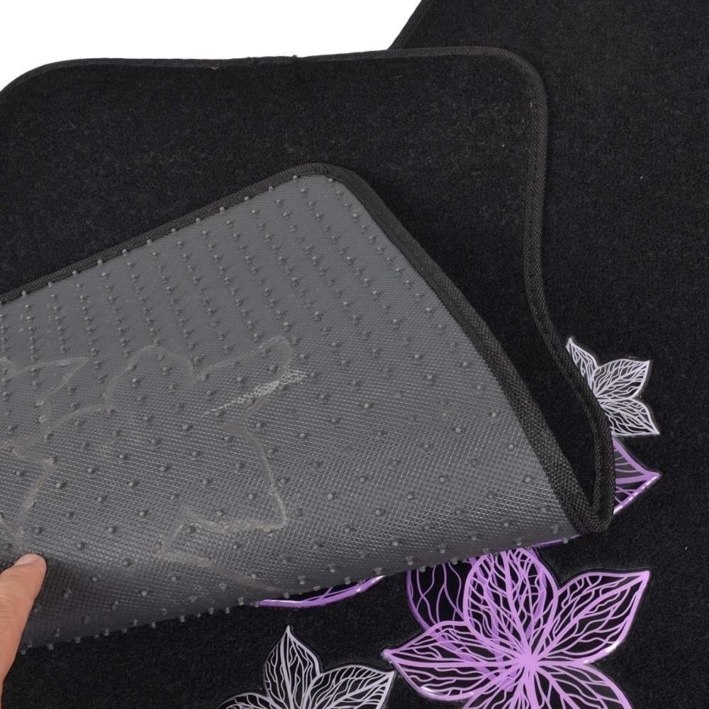 Pink Flower Lines Design Nail PVC Backing Car Mats All Weather Waterproof Car Mats manufacture