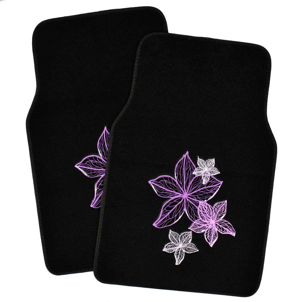 Pink Flower Lines Design Nail PVC Backing Car Mats All Weather Waterproof Car Mats factory