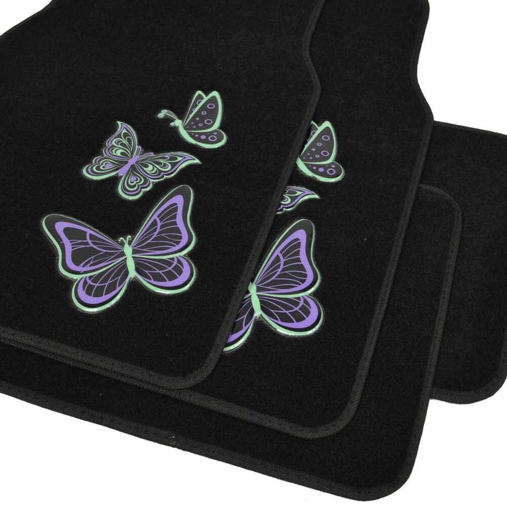 Factory Supply Butterfly Design Rubber Backing Car Mats All Weather Waterproof Car Mats factory