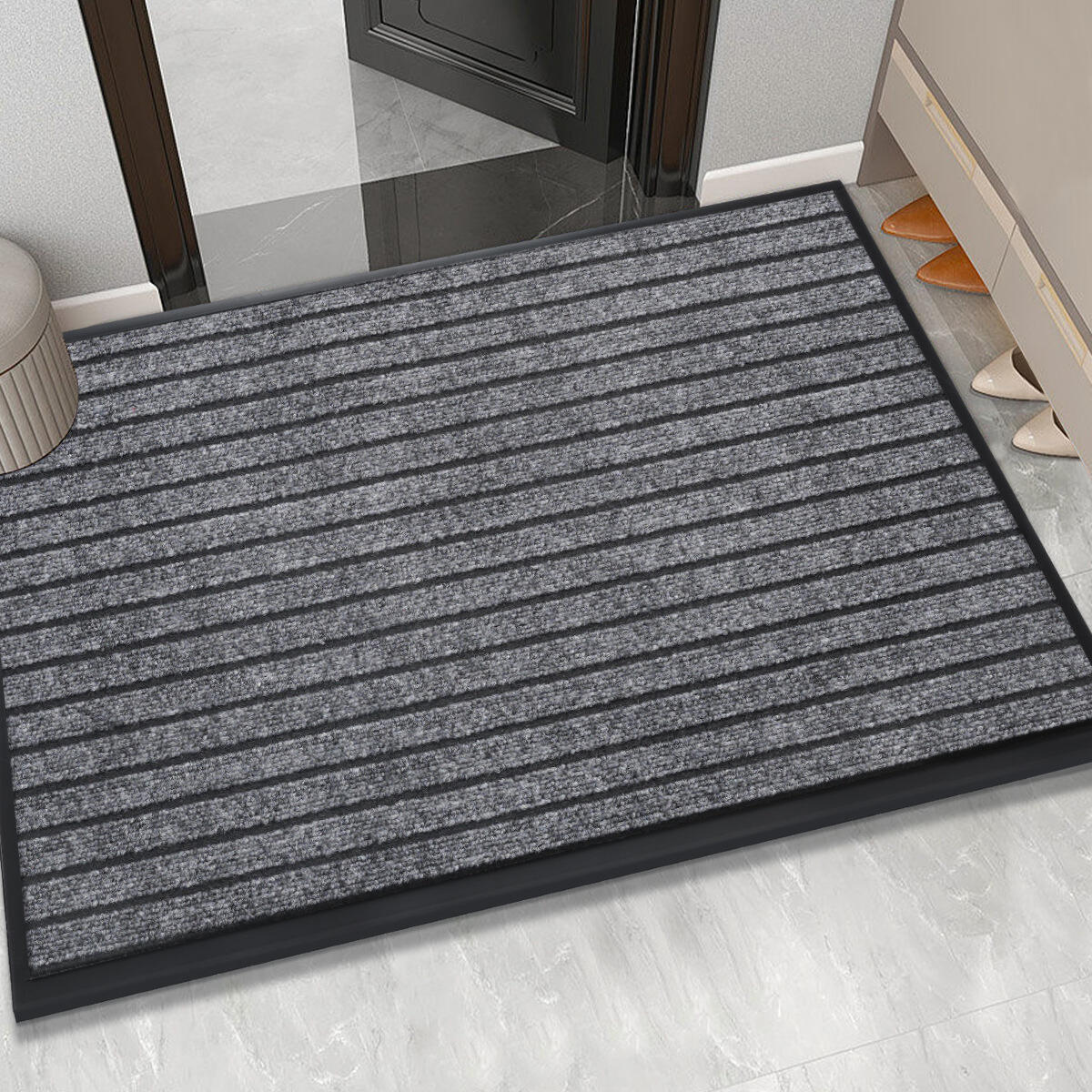 Seven Striped Door Mats Entrance Outdoor Pvc Carpet Non Slip Dust Clean Polyester Door Mat manufacture