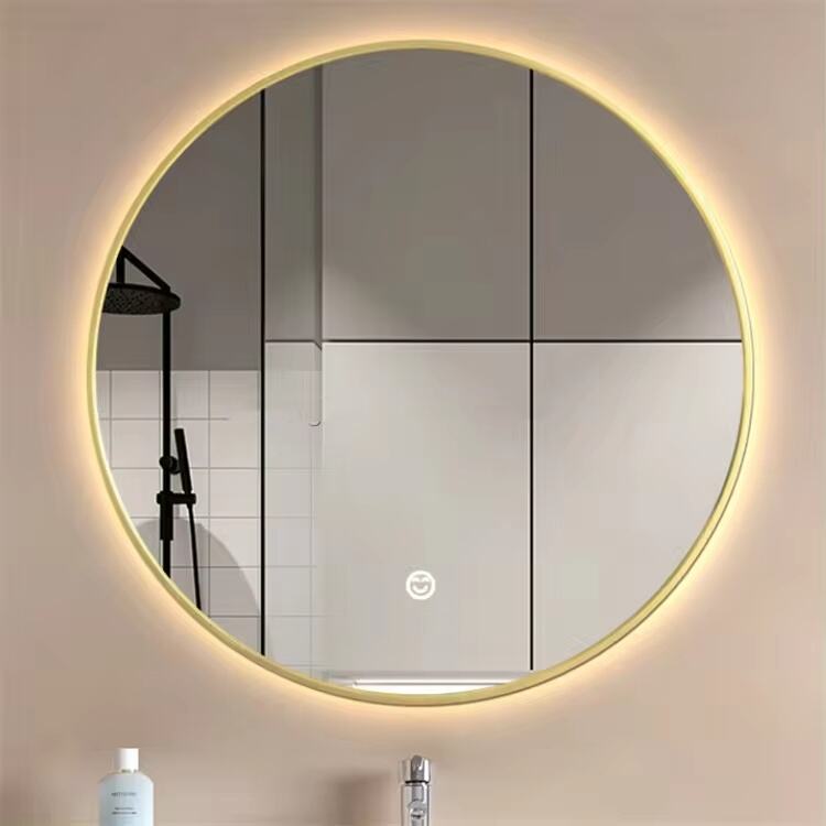 Modern round led mirror wall mounted touch switch screen smart mirror for bathroom with led light