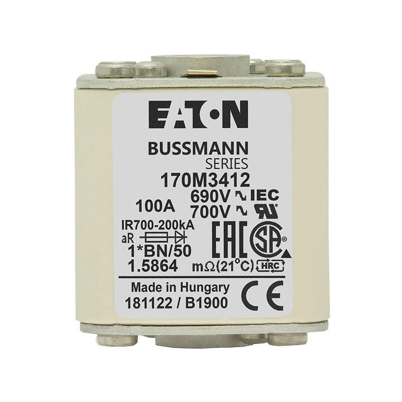 100A 700V ((UL) 690V ((IEC) 170M3412 हाई स्पीड स्क्वायर बॉडी बसमैन फ्यूज