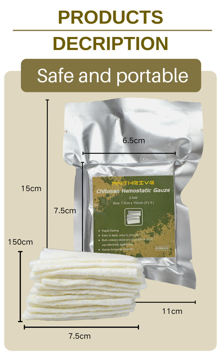 Anthrive 3" x 60" Hemostatic Quick Clotting Blood Stop Chitosan Gauze for Tactical First Aid Trauma Kit IFAK supplier
