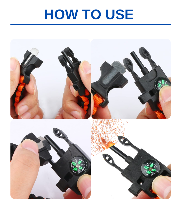 Anthrive Adjustable Paracord Survival Bracelet With Fire Starter Loud Whistle Perfect for Hiking Camping Fishing and Hunting supplier