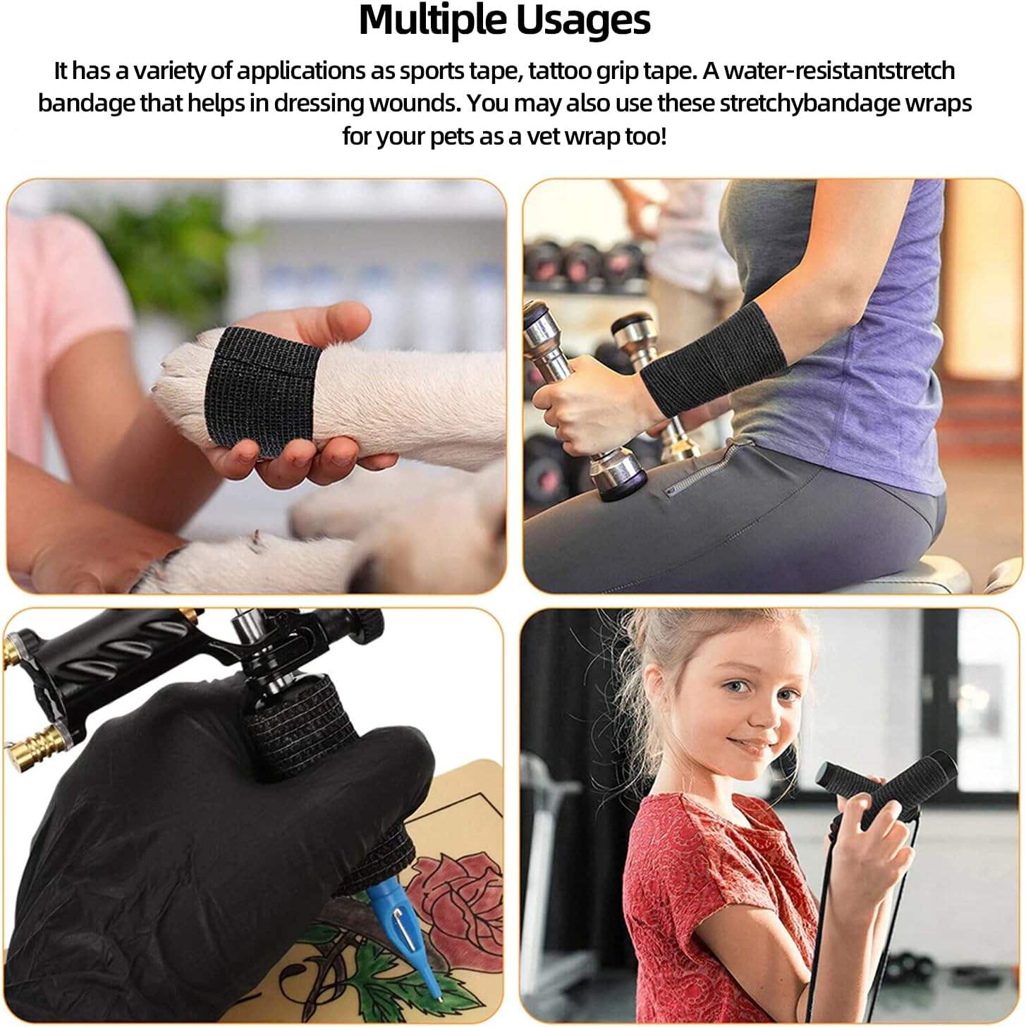 Anthrive Hot Selling Tattoo Disposable Grip Sticky Winding Elastic Adhesive Bandage Sports Tattoo Grip Tape Cohesive Bandage factory