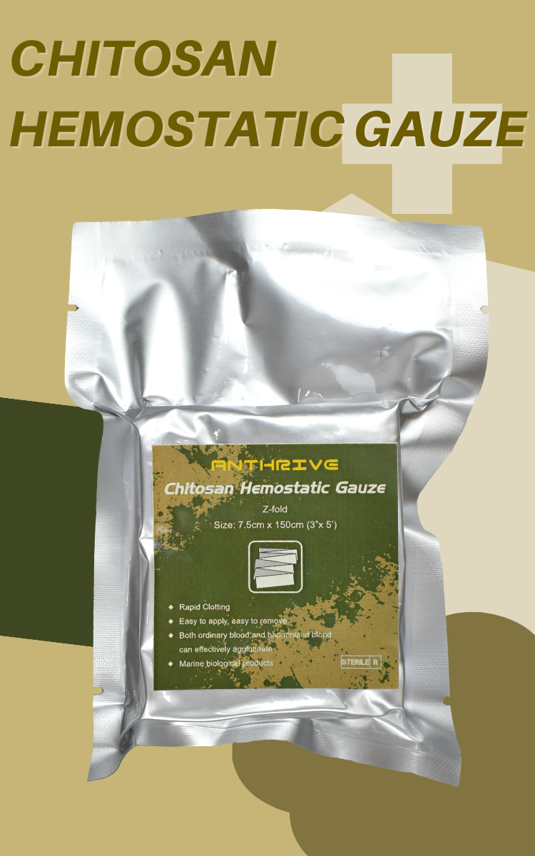 Anthrive 3" x 60" Hemostatic Quick Clotting Blood Stop Chitosan Gauze for Tactical First Aid Trauma Kit IFAK details