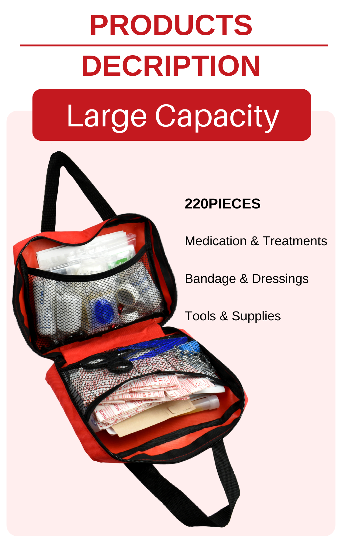 Anthrive OEM 220 Pieces Medical Supplies Portable Waterproof Survival Emergency Kids School Outdoor Home First Aid Kit factory
