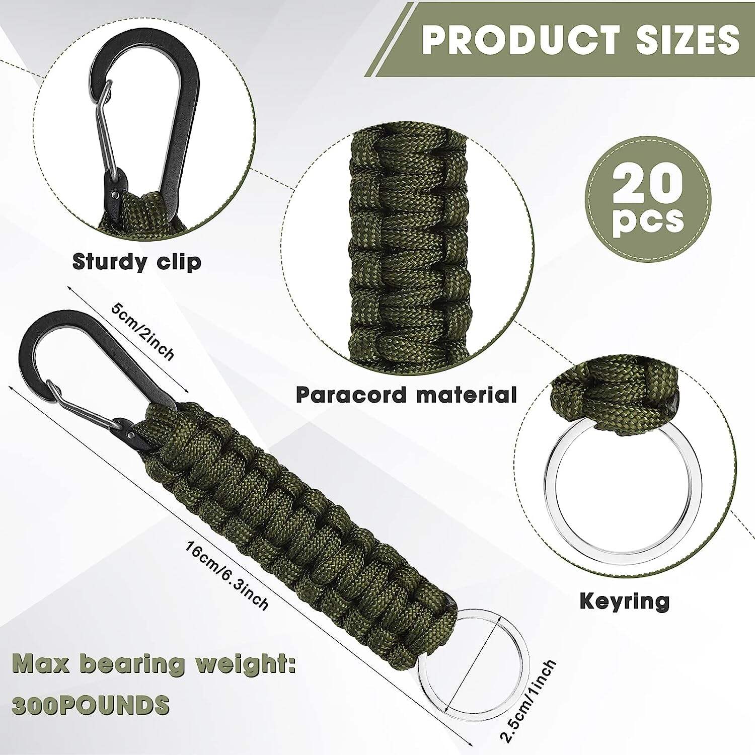 Anthrive Heavy Duty Key Clip Outdoor Keychain Ring Camping Multifunction Paracord Keychain With Carabiner For Men factory