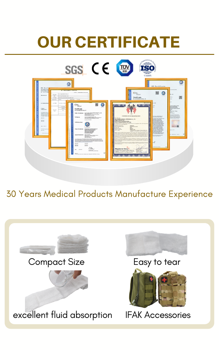 Anthrive 3" x 60" Hemostatic Quick Clotting Blood Stop Chitosan Gauze for Tactical First Aid Trauma Kit IFAK details