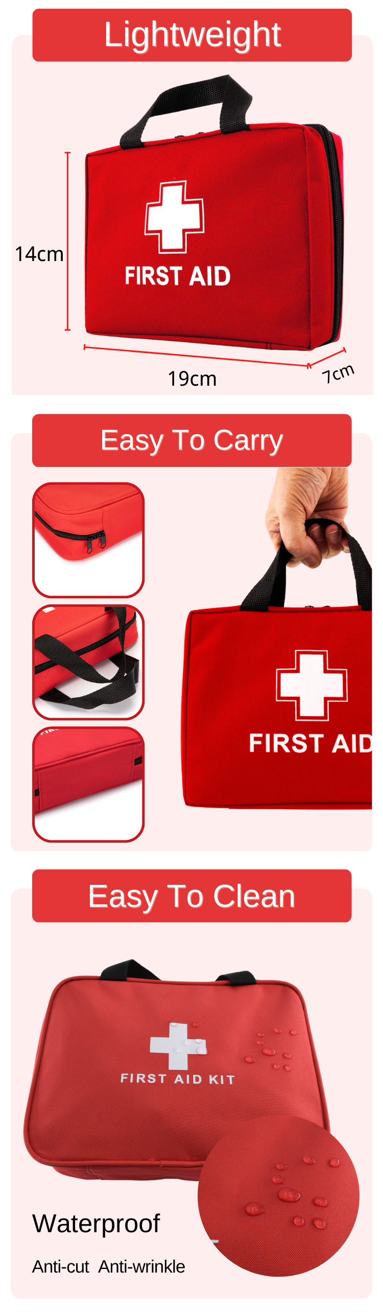 Anthrive OEM 220 Pieces Medical Supplies Portable Waterproof Survival Emergency Kids School Outdoor Home First Aid Kit factory