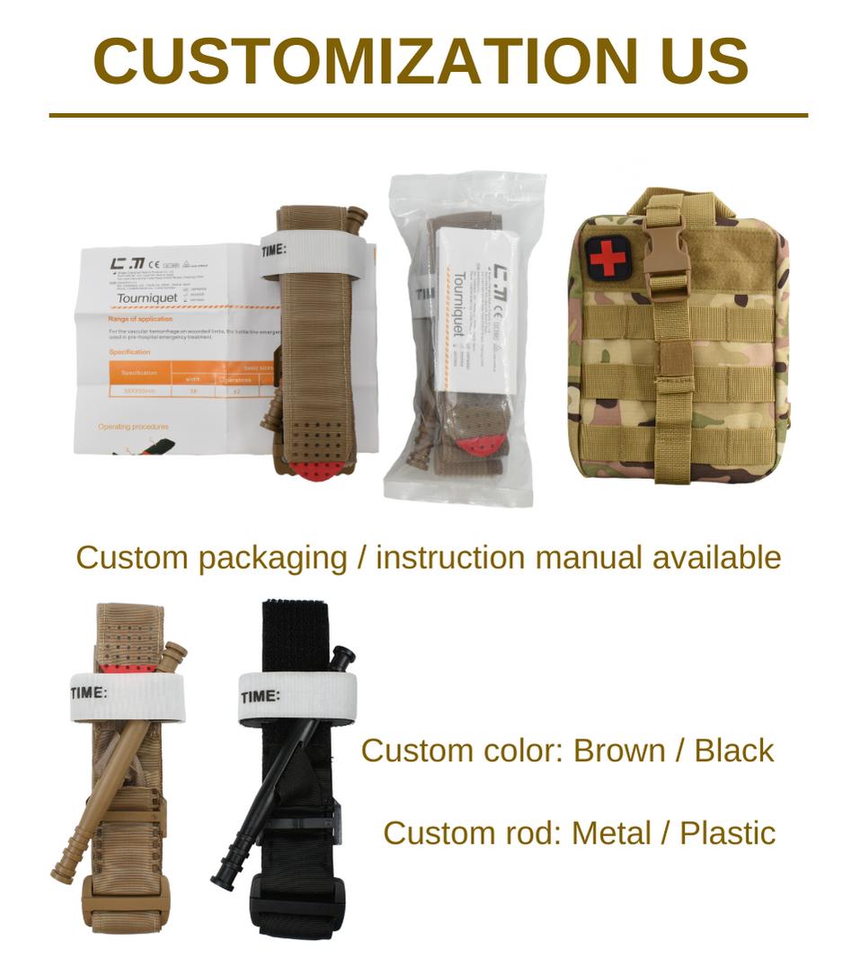Anthrive High Quality Tan Brown Nylon Application Survival Trauma Combat Hemostatic First Aid Emergency Cat Tactical Tourniquet manufacture